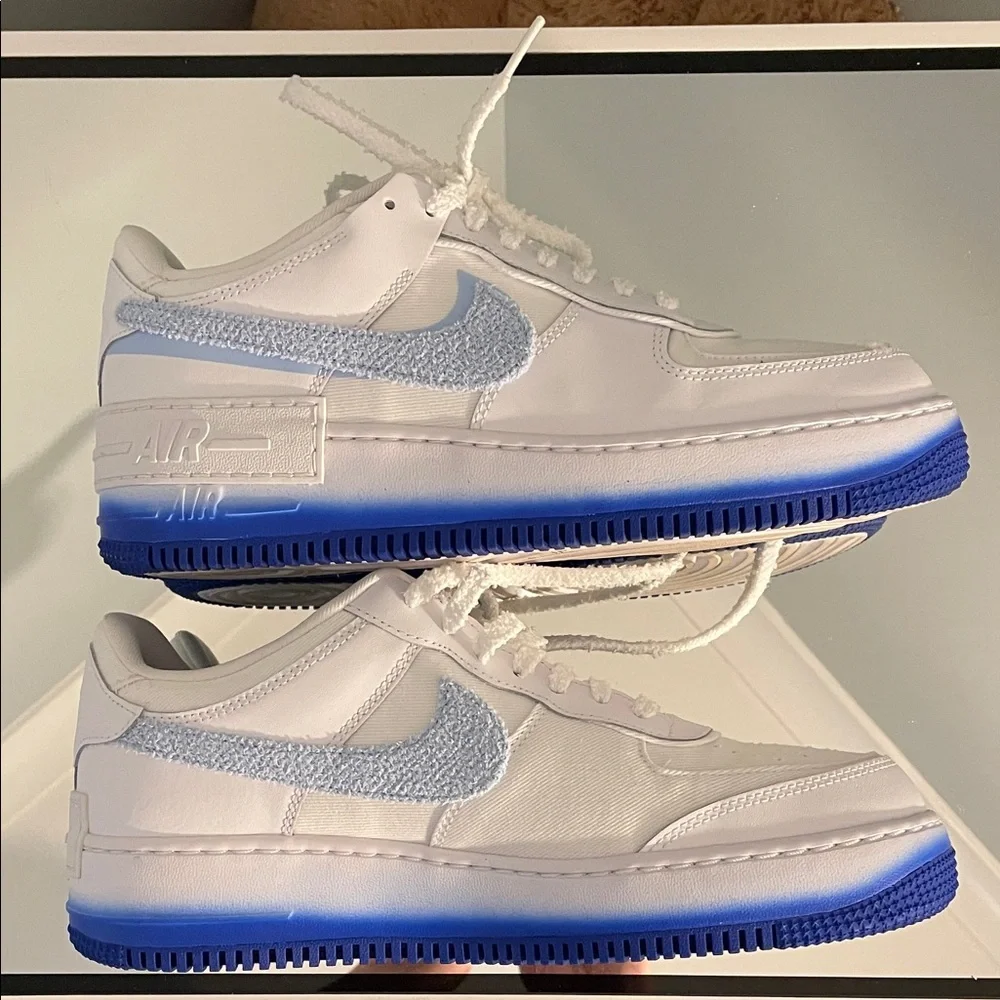 Nike Air Force 1 Shadow White with Blue Highlights